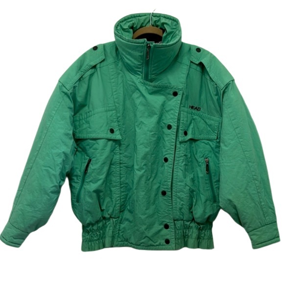 HEAD Ski Jacket Green Insulated Zip Snap Closure Pockets Winter Sports Womens - Picture 1 of 16